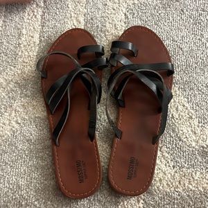 Mission black slip on sandals